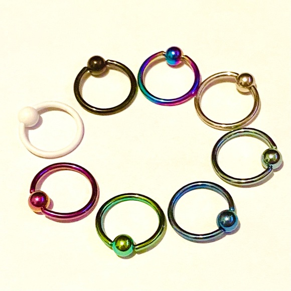 Captive Ring Hoop 16g 11mm 7/16" Lip Nose Ear Earring Eyebrow - Picture 2 of 6